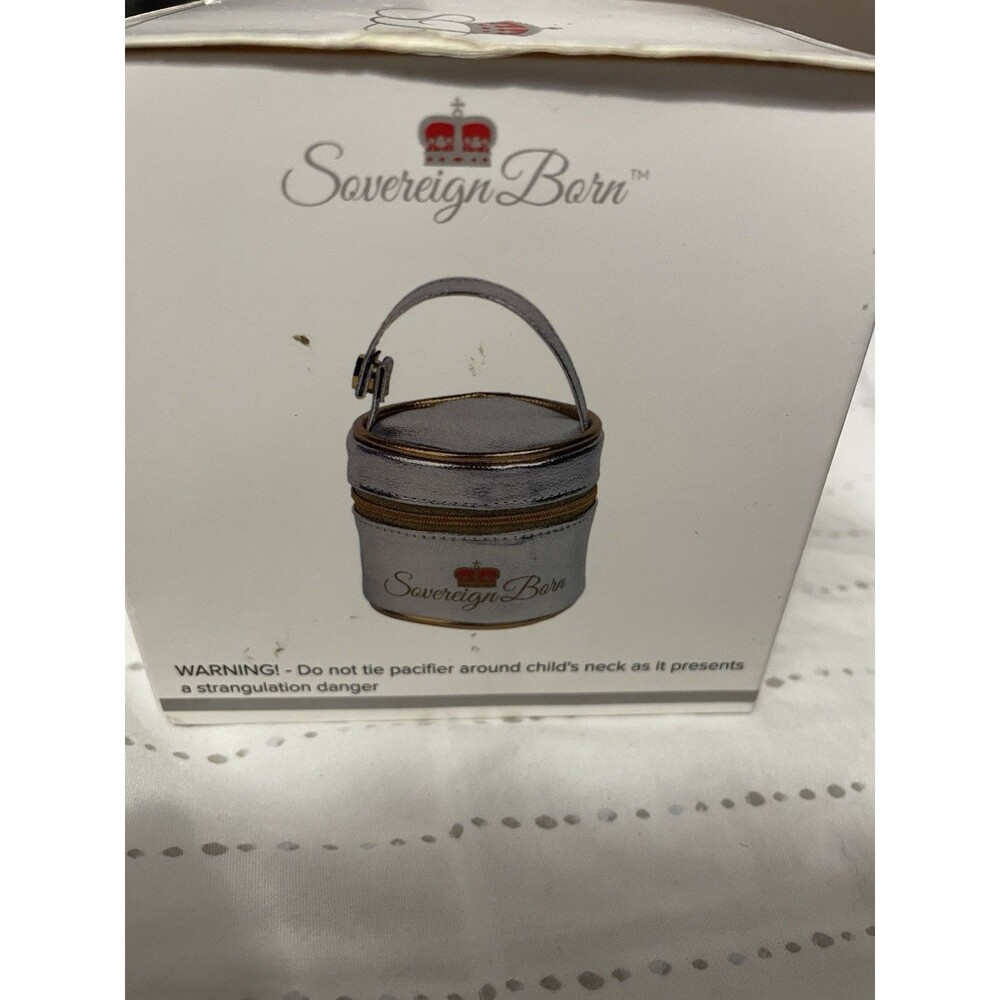Sovereign Born The Silver Collection Silver Single Piece Pacifier with Case - Picture 2 of 6
